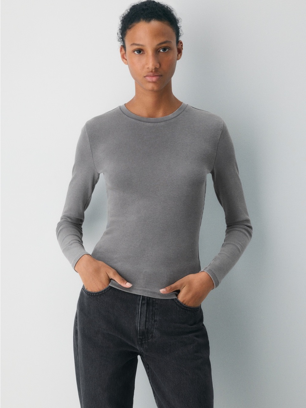Rebel Sugar Women’s Gray Ribbed Long Sleeve Size Small